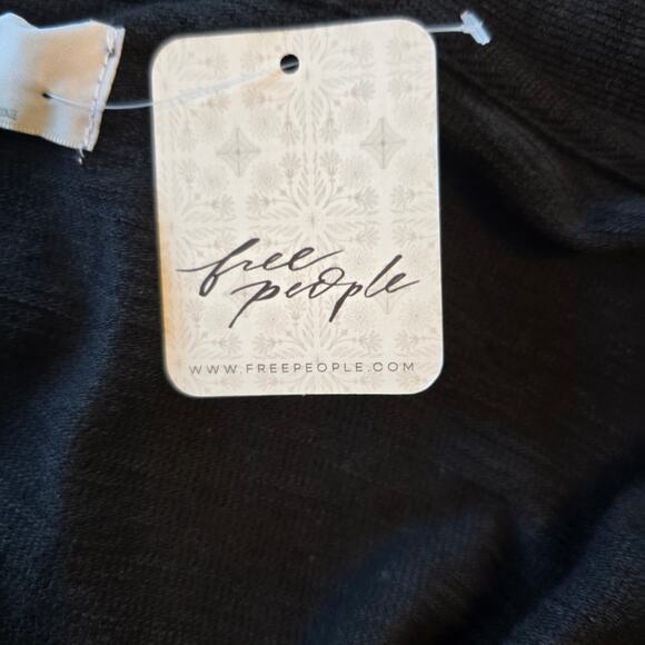 Free People Beach Cover Up Women's M Black Tie Front Gather Beachy Coastal Boho - Picture 6 of 11